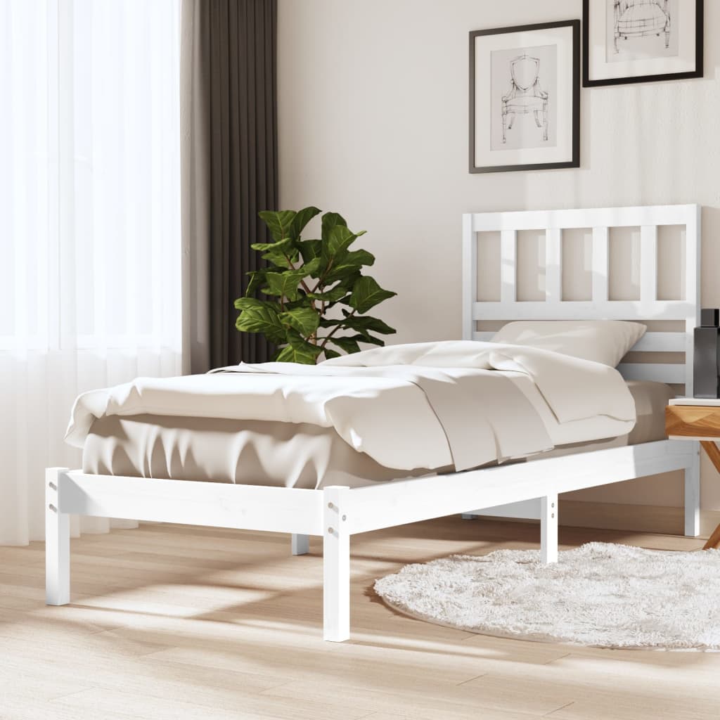 Rám postele bílý 75 x 190 cm Small Single masivní borové dřevo