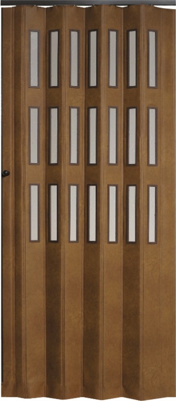 Koženkové shrnovací dveře PETROMILA šířka 60cm ODSTÍN: BÉŽOVÁ, TYP: prosklené, VÝŠKA DVEŘÍ: 181-190cm