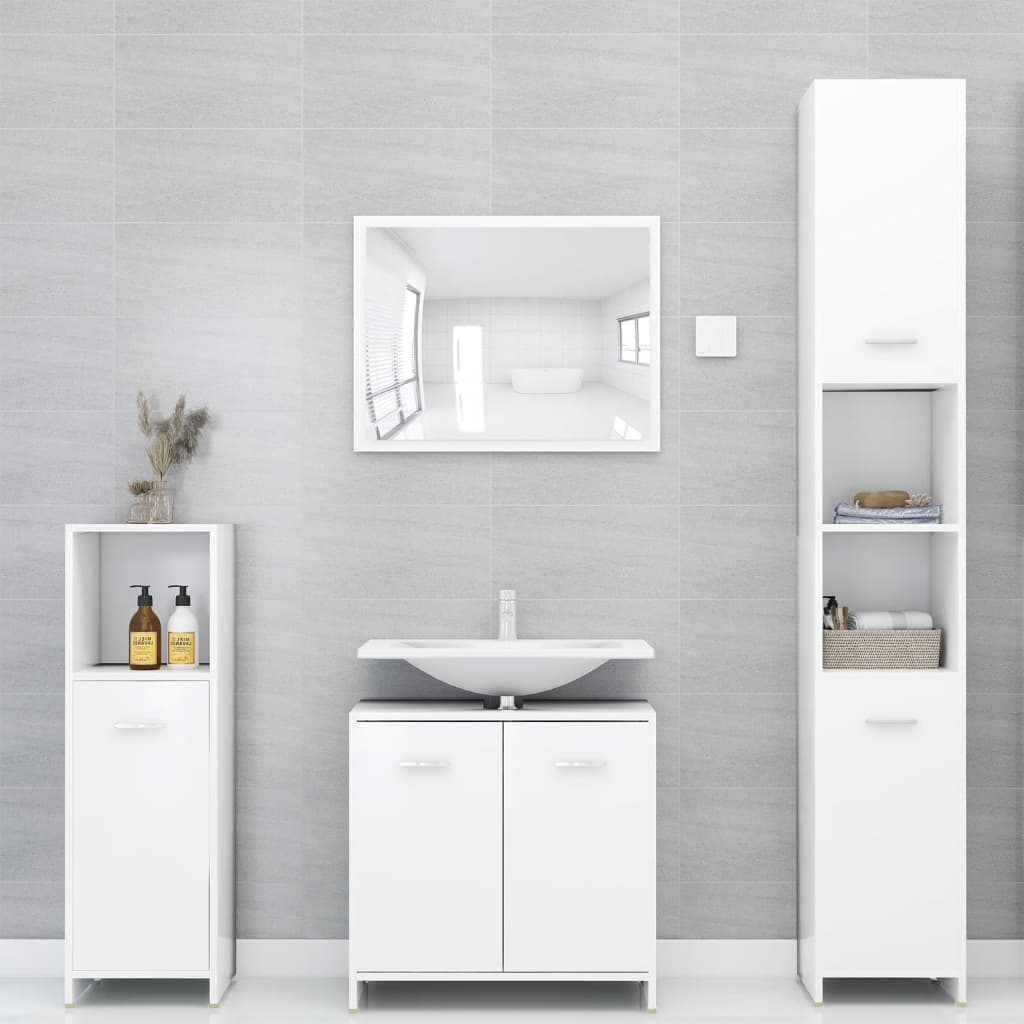 4dílná koupelnová sestava bílá kompozitní dřevo