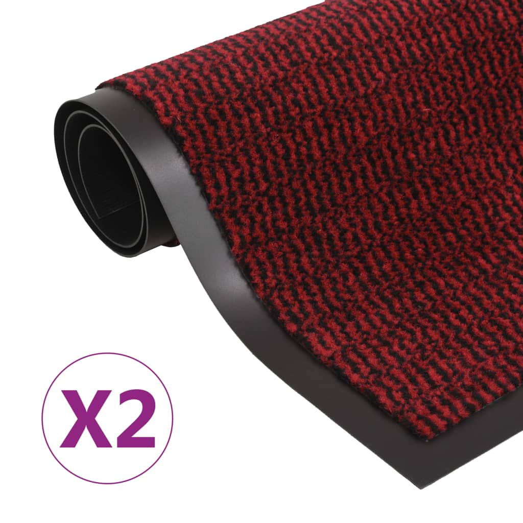 Protiprachové obdélníkové rohožky 2ks všívané 90x150 cm červené