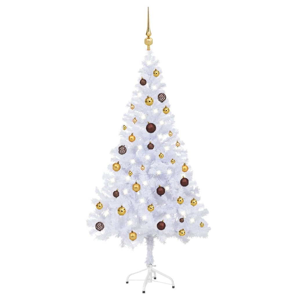 Umělý vánoční stromek s LED a sadou koulí 150 cm 380 větviček
