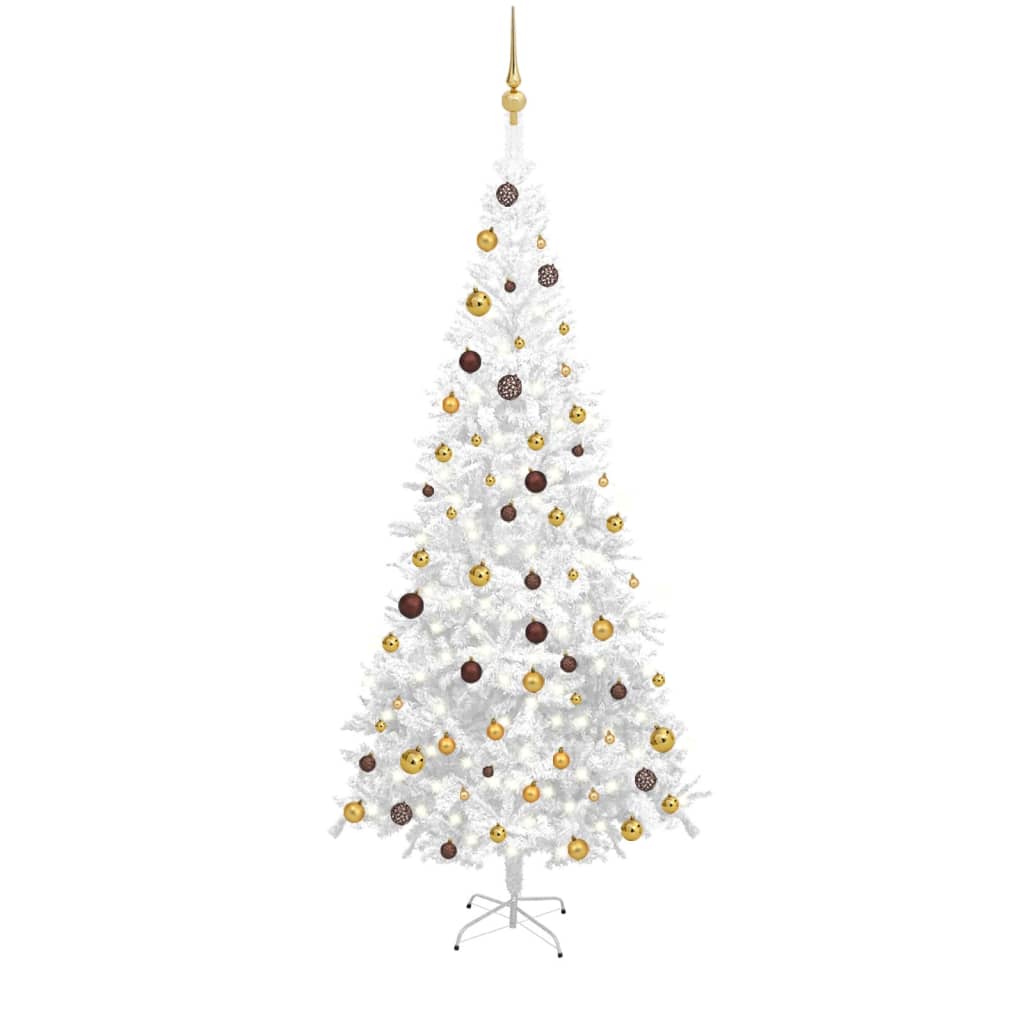 Umělý vánoční stromek s LED osvětlením L 240 cm bílý