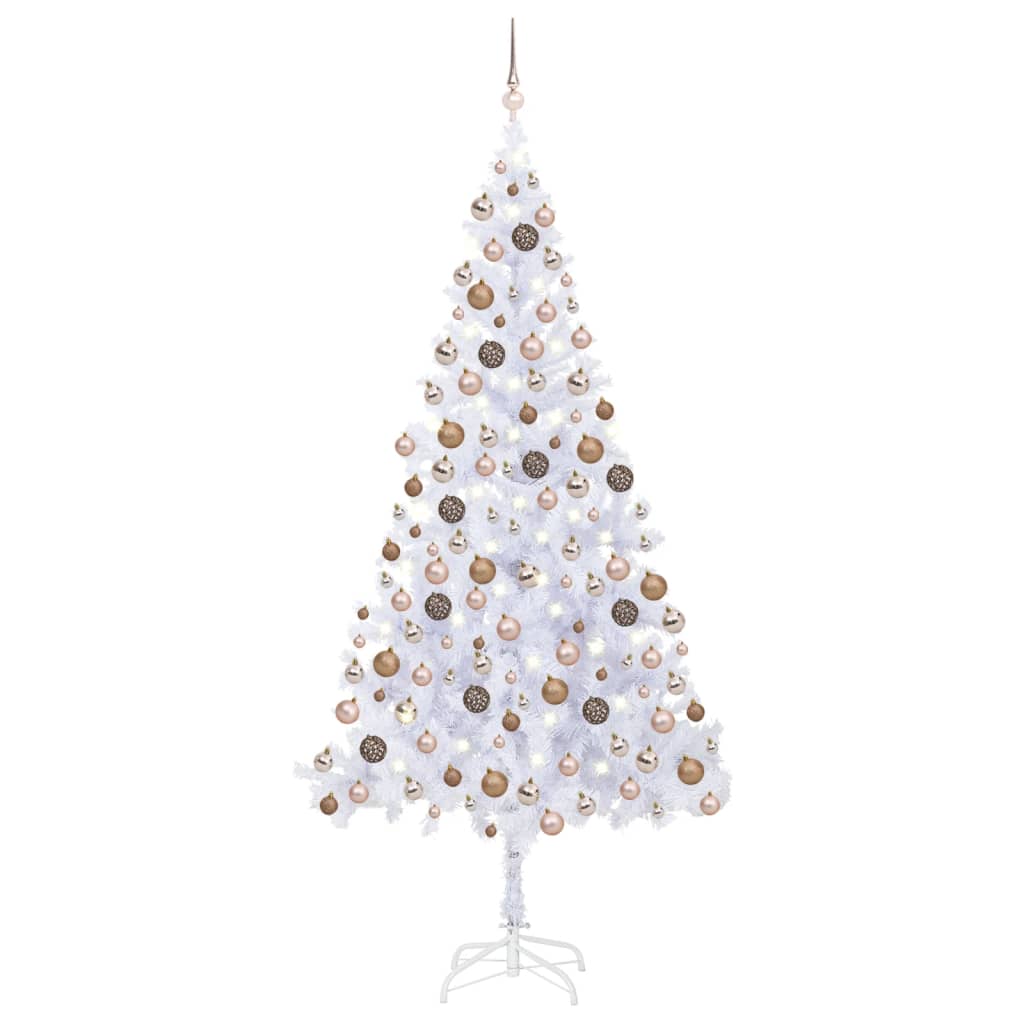 Umělý vánoční stromek s LED a sadou koulí 210 cm 910 větviček