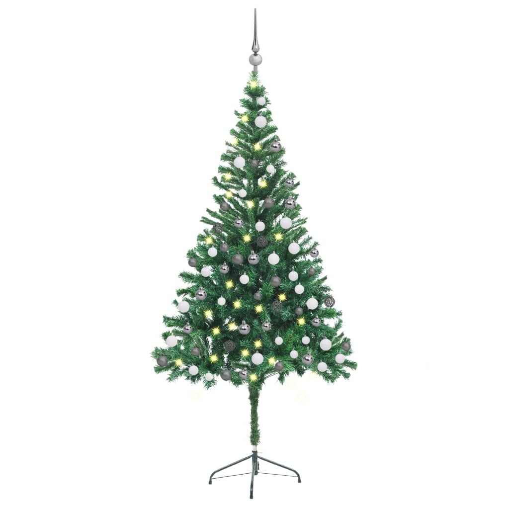 Umělý vánoční stromek s LED a sadou koulí 180 cm 564 větviček