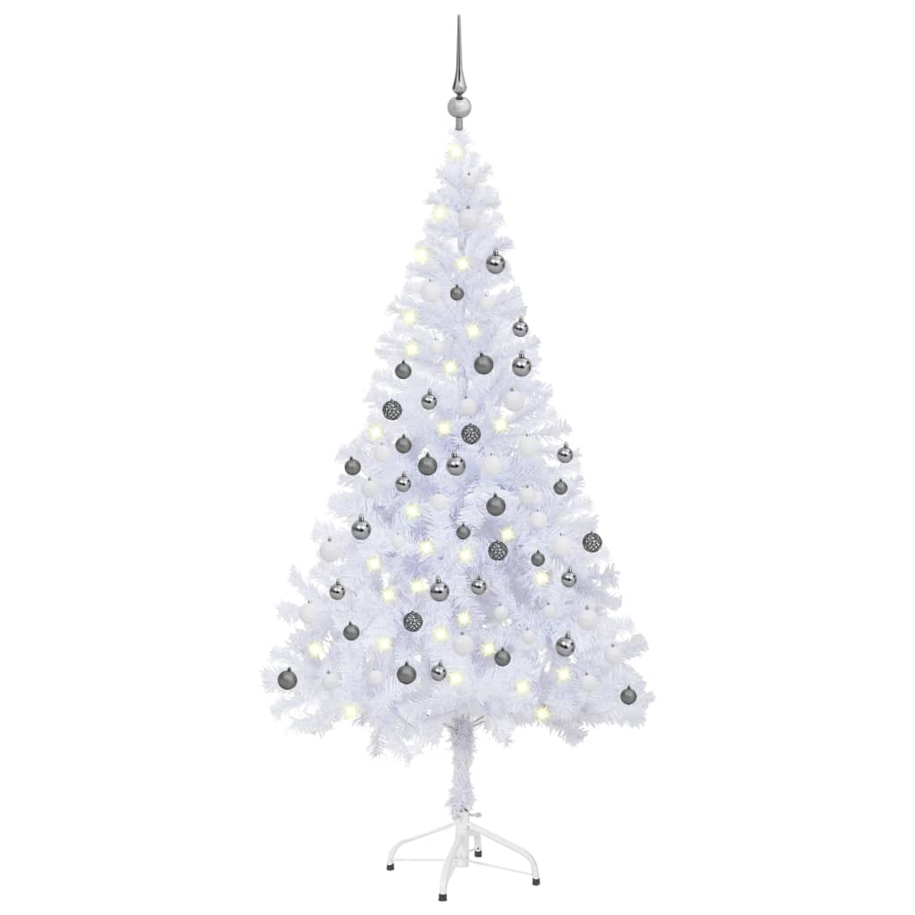 Umělý vánoční stromek s LED a sadou koulí 180 cm 620 větviček