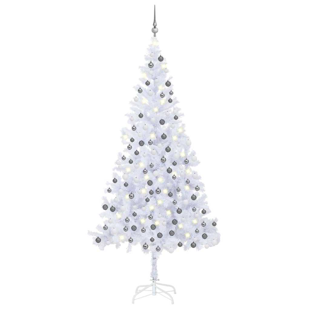 Umělý vánoční stromek s LED osvětlením L 240 cm bílý
