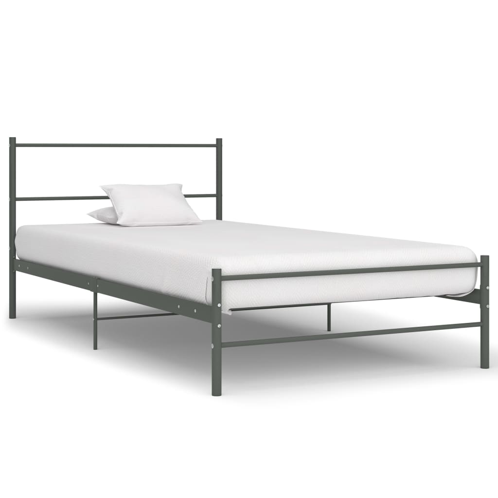 Rám postele šedý kovový 90 x 200 cm
