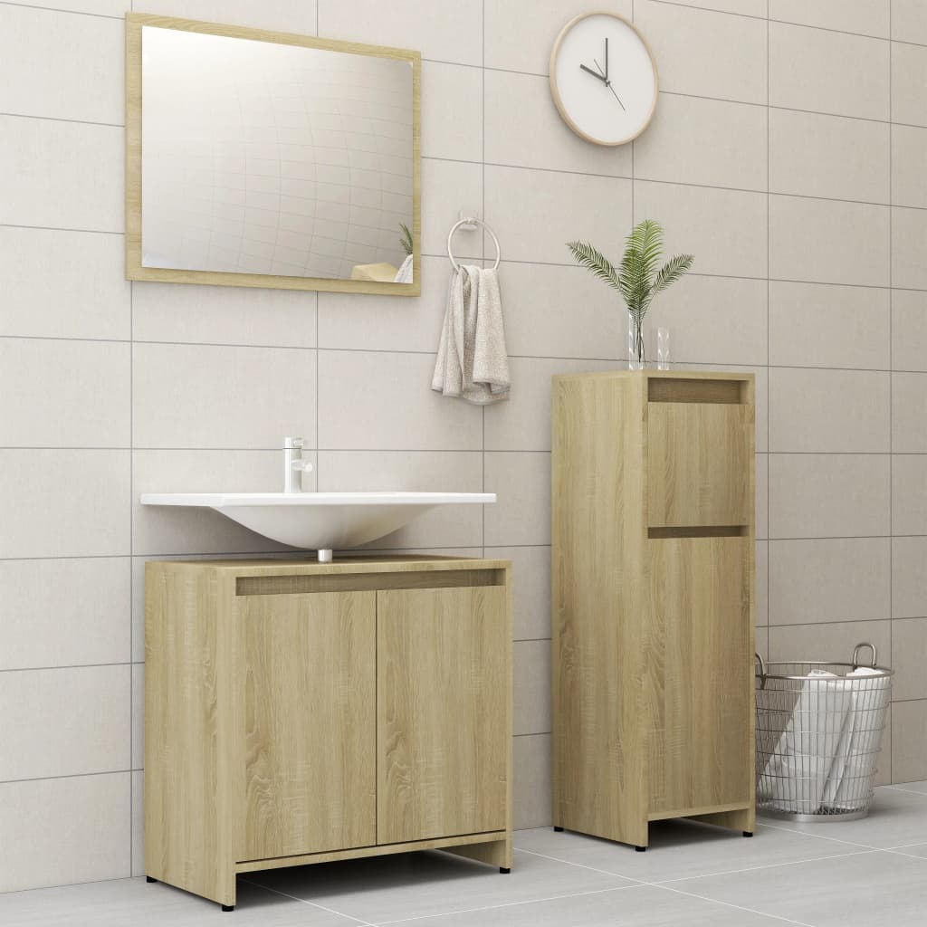 3dílná koupelnová sestava dub sonoma kompozitní dřevo