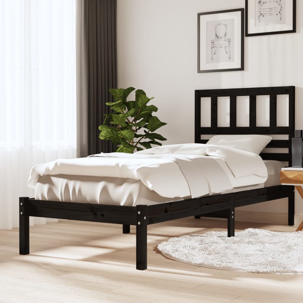 Rám postele černý 75 x 190 cm Small Single masivní borovice