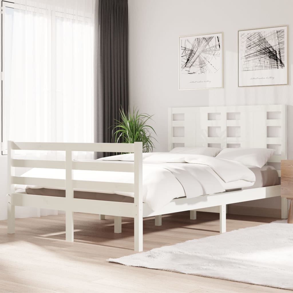 Rám postele bílý masivní borovice 120 x 200 cm