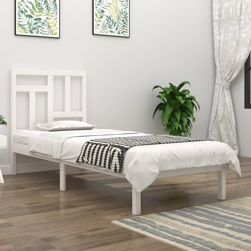 Rám postele bílý masivní borovice 90 x 190 cm jednolůžko