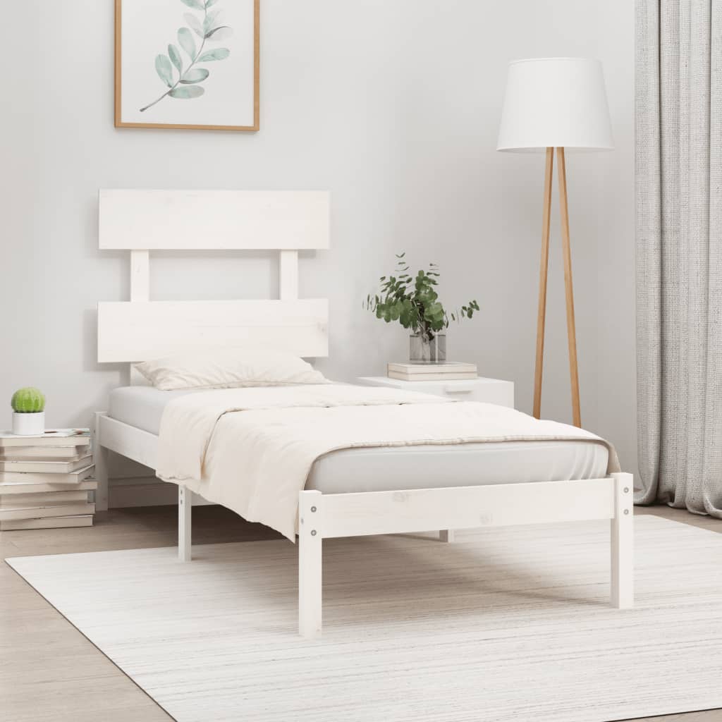 Rám postele bílý masivní dřevo 90 x 190 cm jednolůžko