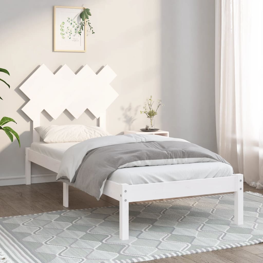 Rám postele bílý 90 x 190 cm Single masivní dřevo