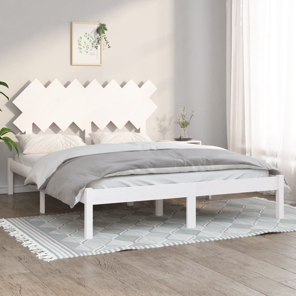 Rám postele bílý 140 x 200 cm masivní dřevo