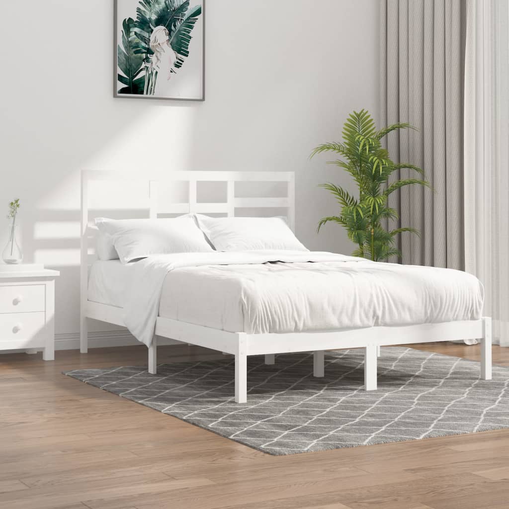 Rám postele bílý masivní dřevo 140 x 200 cm