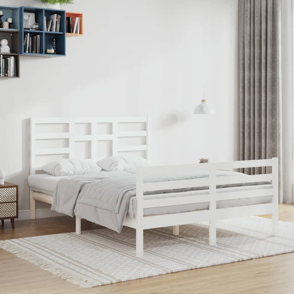 Rám postele bílý masivní dřevo 120 x 200 cm