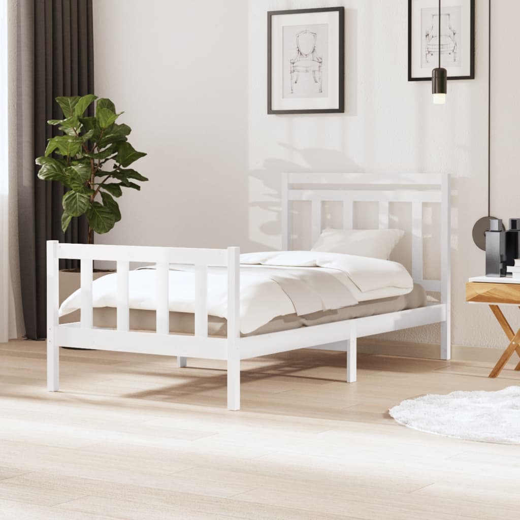 Rám postele bílý masivní dřevo 100 x 200 cm
