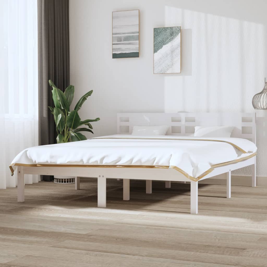 Rám postele bílý masivní borovice 160 x 200 cm