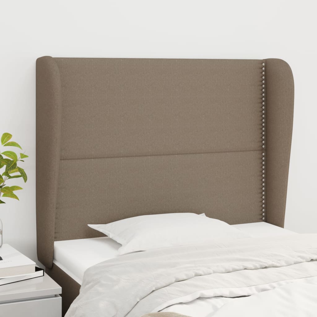 Čelo postele typu ušák taupe 103x23x118/128 cm textil