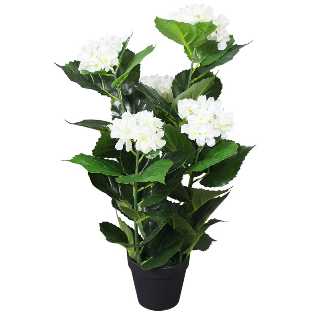 Umělá rostlina hortenzie s květináčem 60 cm bílá