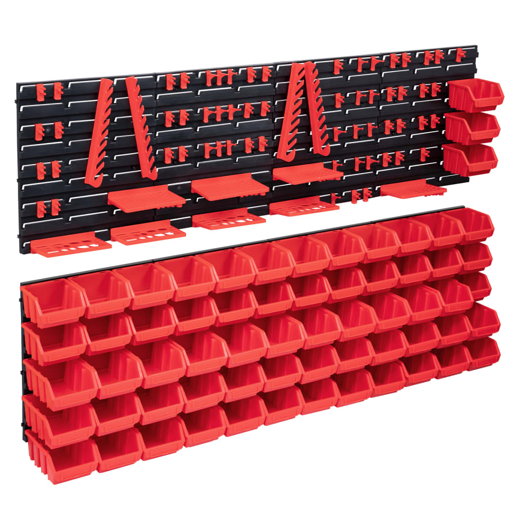 141dílný set skladovacích zásobníků nástěnné díly červenočerný