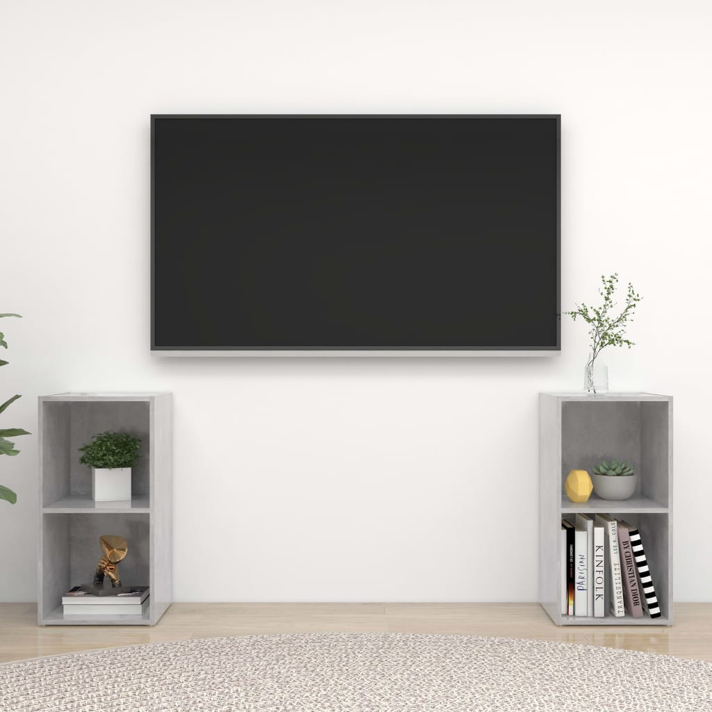 TV stolky 2 ks betonově šedé 72 x 35 x 36,5 cm dřevotříska