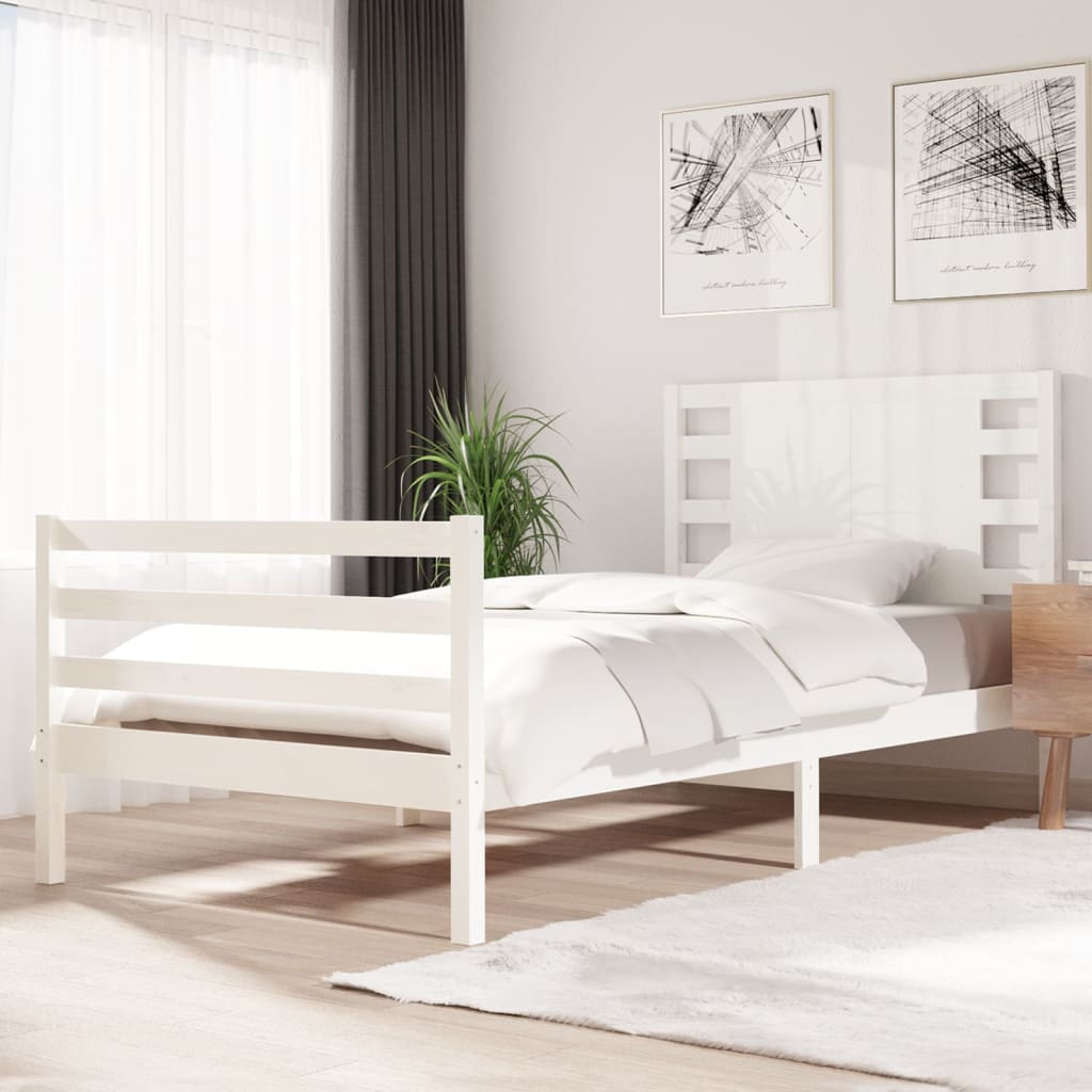 Rám postele bílý masivní borovice 100 x 200 cm