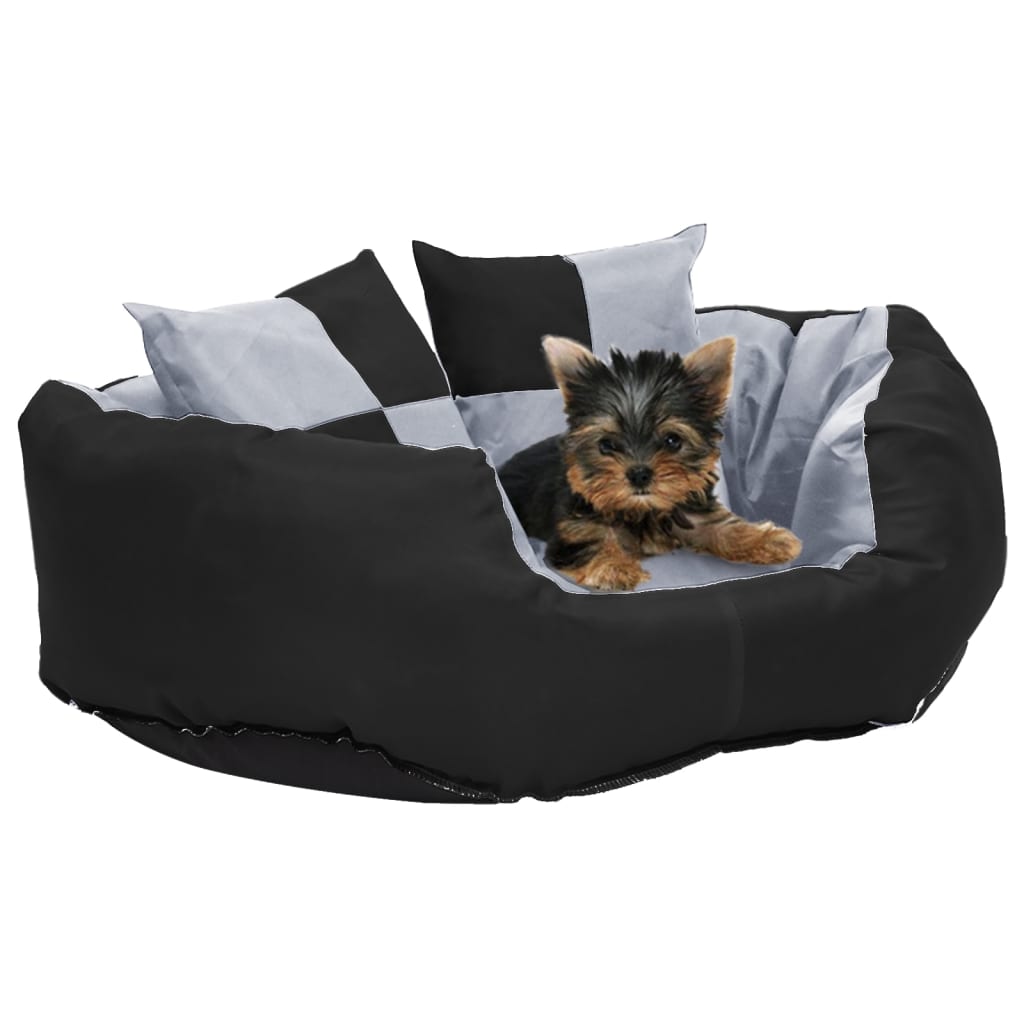 Oboustranný omyvatelný pelíšek pro psy šedý a černý 65x50x20 cm