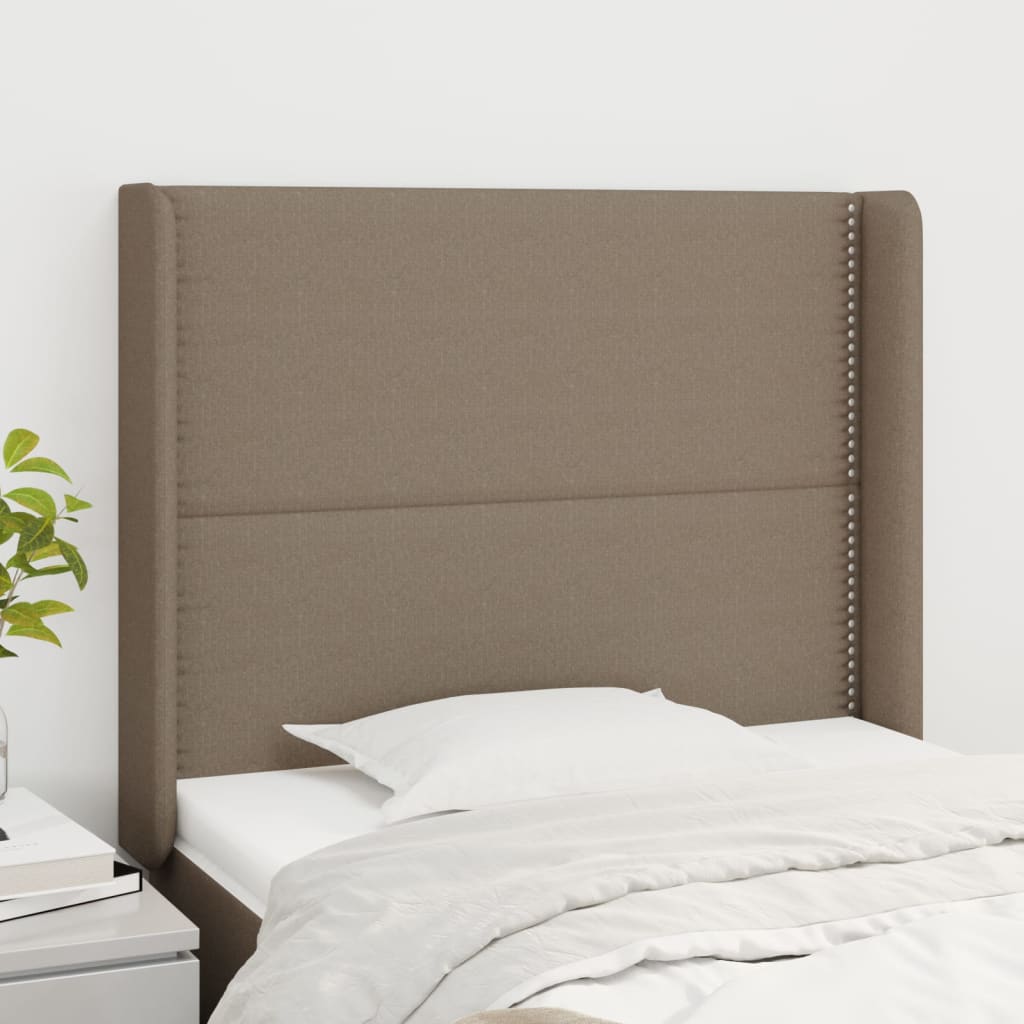 Čelo postele typu ušák taupe 83x16x118/128 cm textil