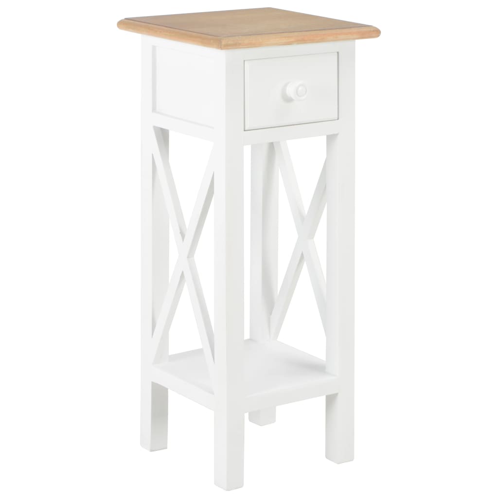 Odkládací stolek bílý 27 x 27 x 65,5 cm dřevo