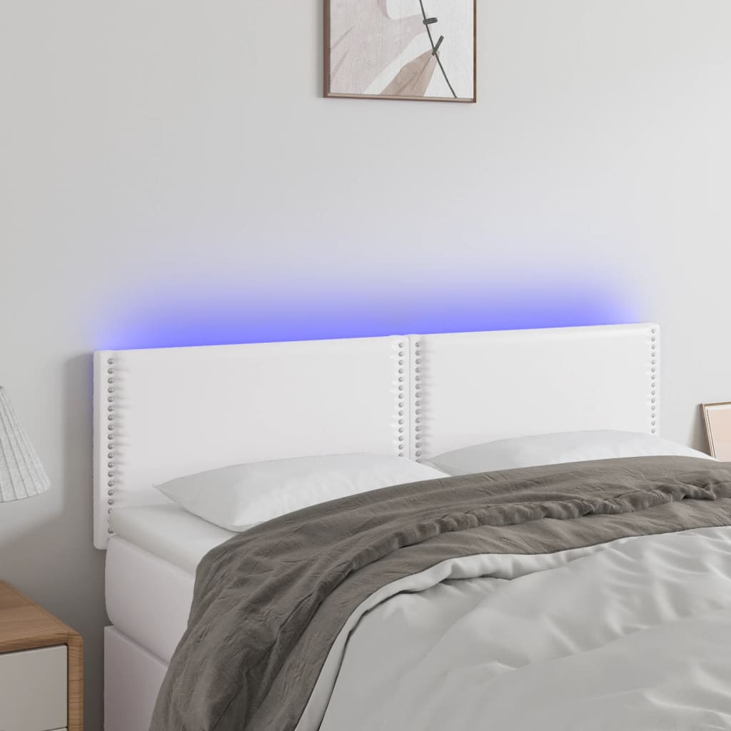 Čelo postele s LED bílé 144x5x78/88 cm umělá kůže