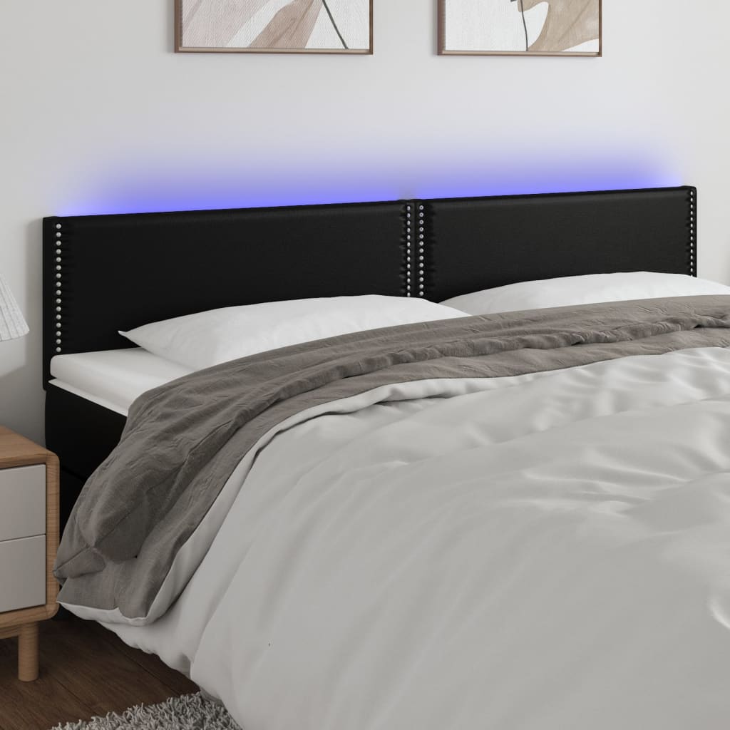 Čelo postele s LED černé 200x5x78/88 cm umělá kůže