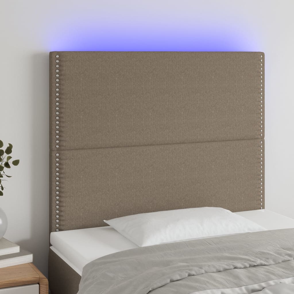 Čelo postele s LED taupe 90x5x118/128 cm textil