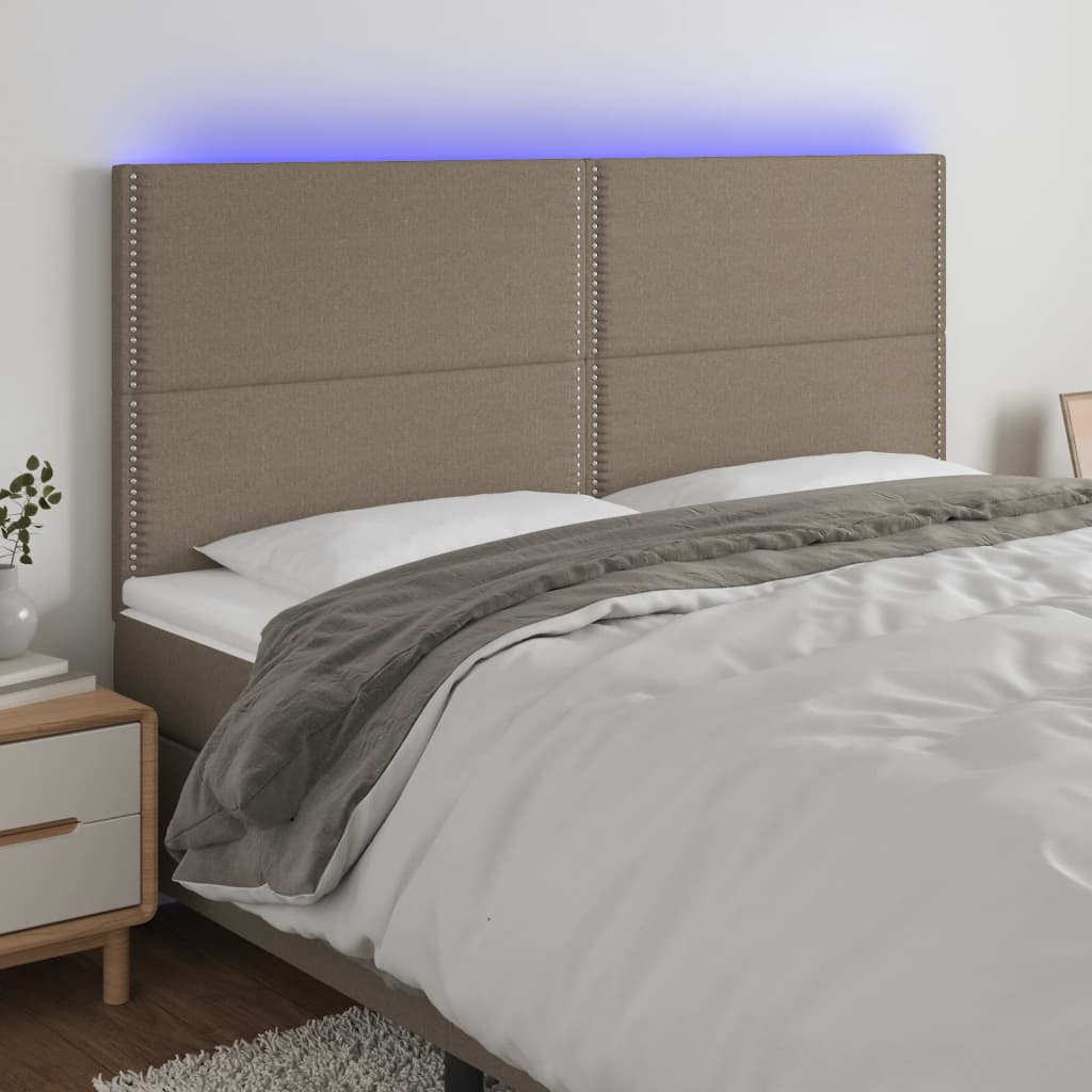 Čelo postele s LED taupe 160x5x118/128 cm textil