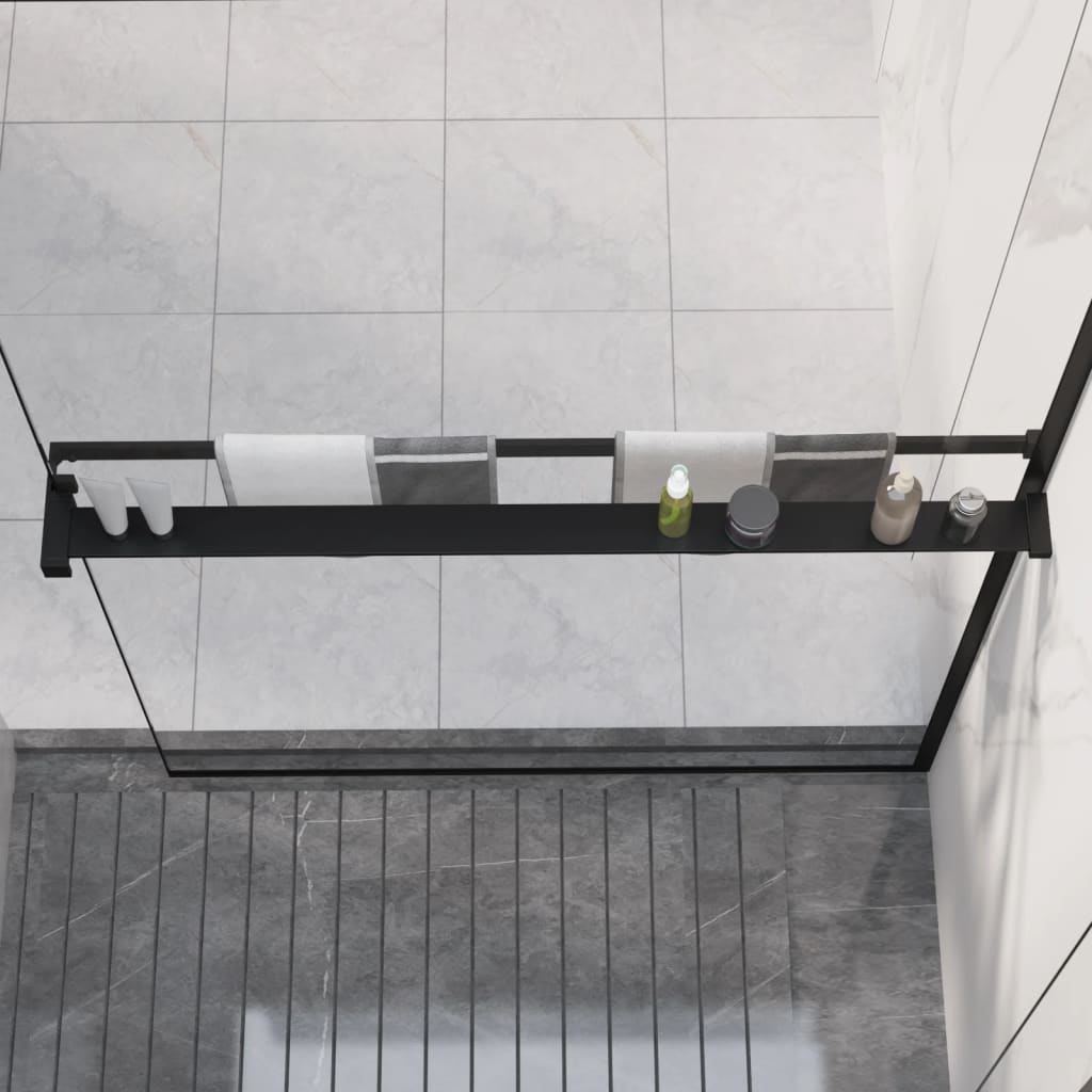 Police na stěnu průchozí sprchy černá 100 cm hliník