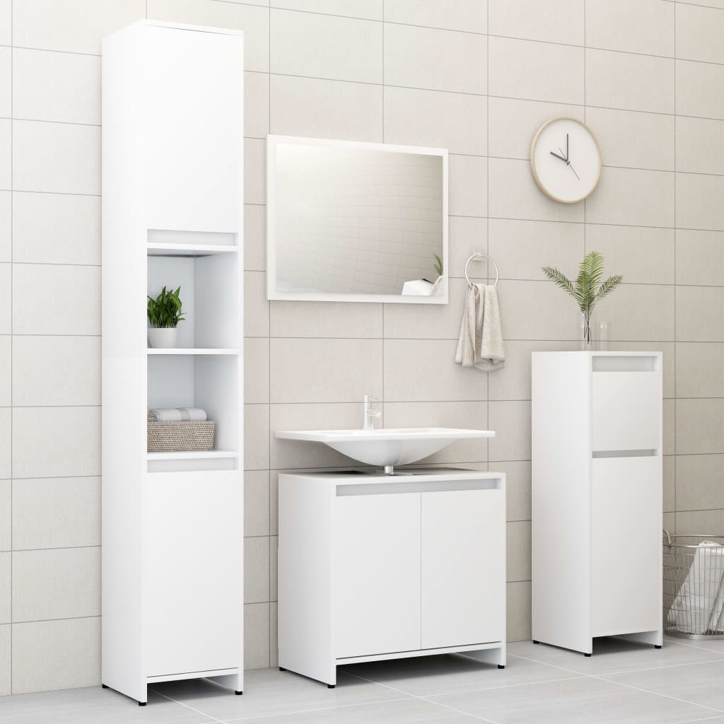 4dílná koupelnová sestava bílá kompozitní dřevo