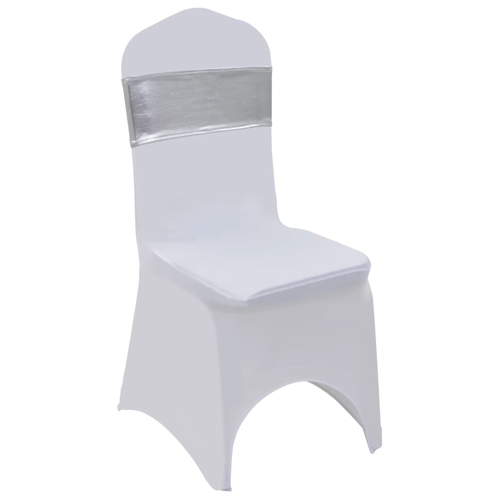 Elastické šerpy na židli 25 ks s diamantovou přezkou stříbrné