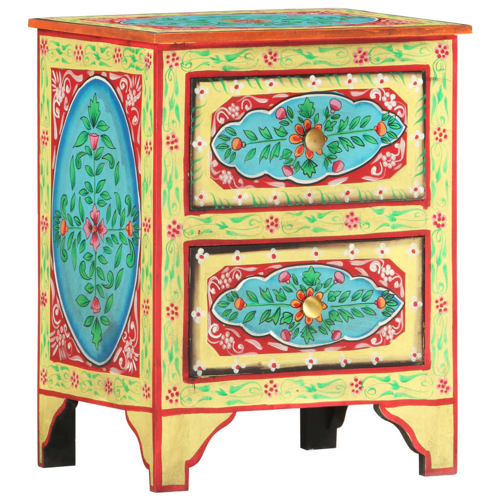 Ručně malovaný noční stolek 40 x 30 x 50 cm masivní mangovník