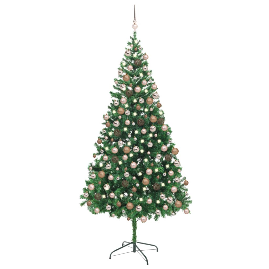 Umělý vánoční stromek s LED a sadou koulí 210 cm 910 větviček
