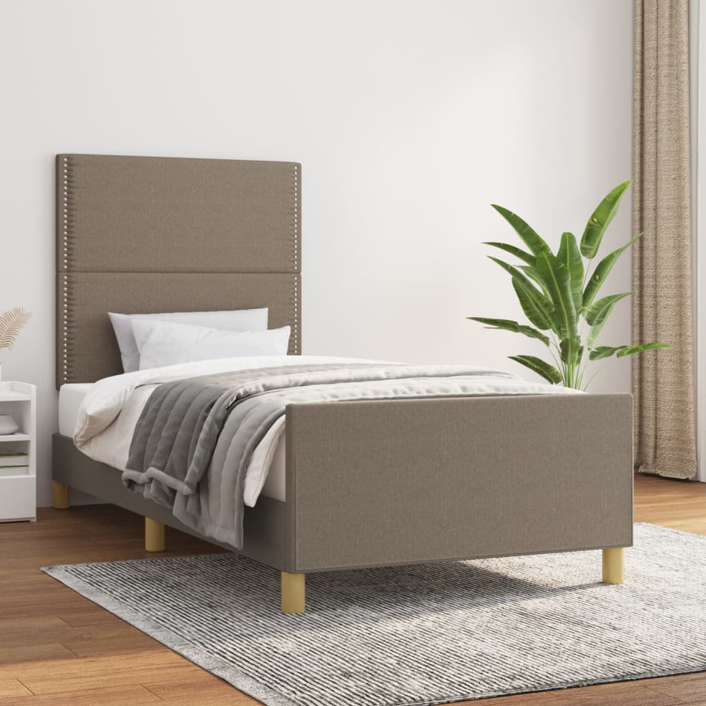 Rám postele s čelem taupe 90x200 cm textil