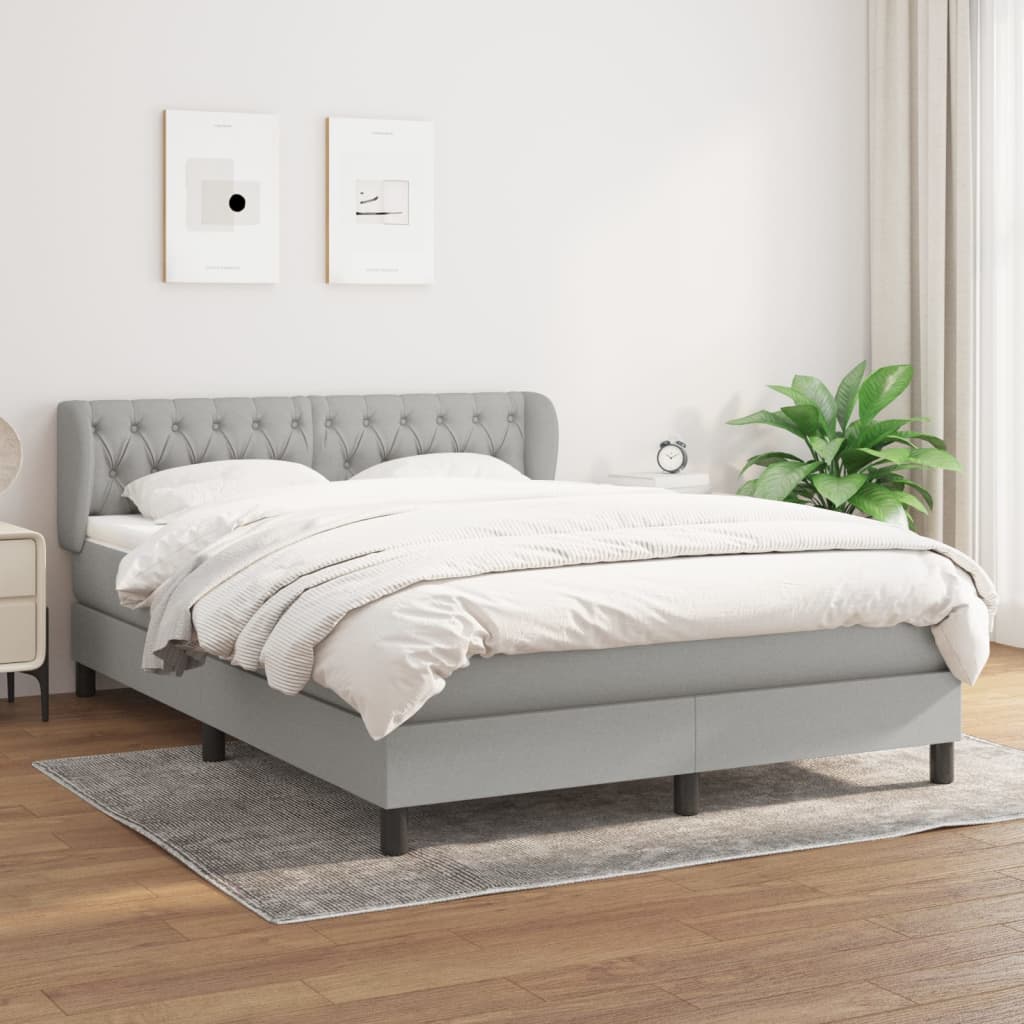 Box spring postel s matrací světle šedá 140 x 190 cm textil