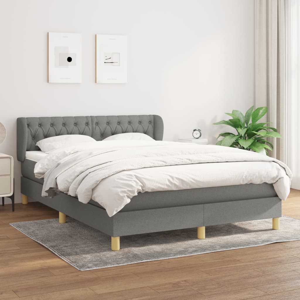 Box spring postel s matrací tmavě šedý 140 x 190 cm textil