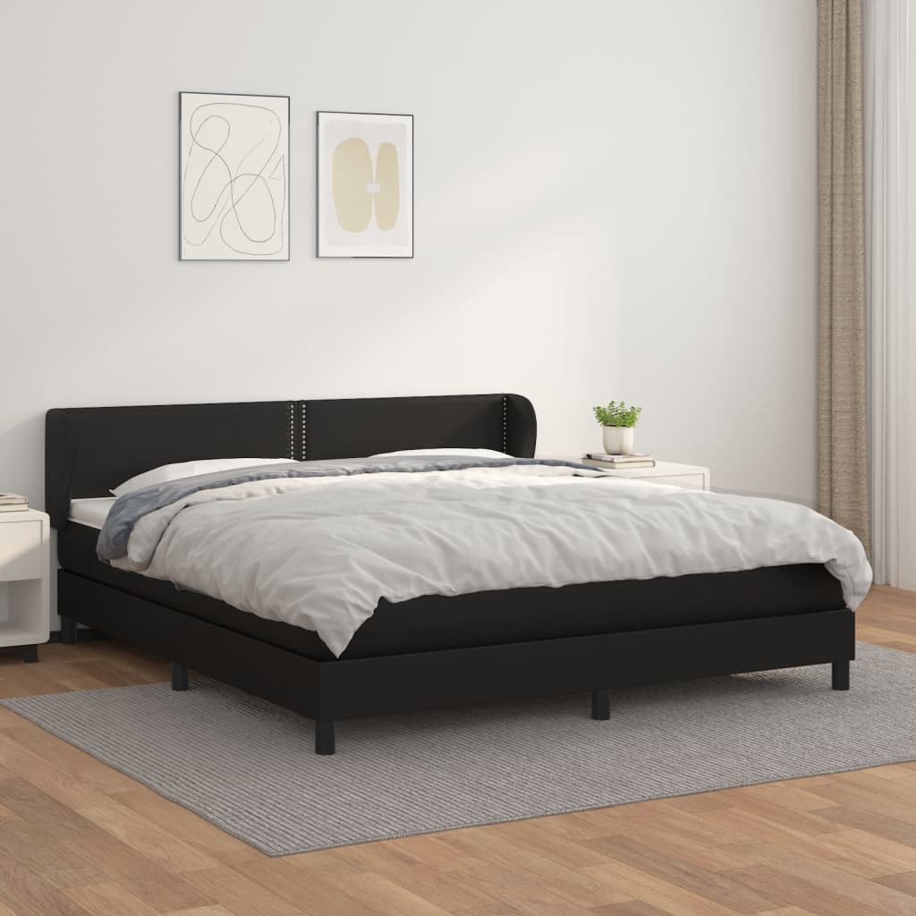 Box spring postel s matrací černá 180x200 cm umělá kůže