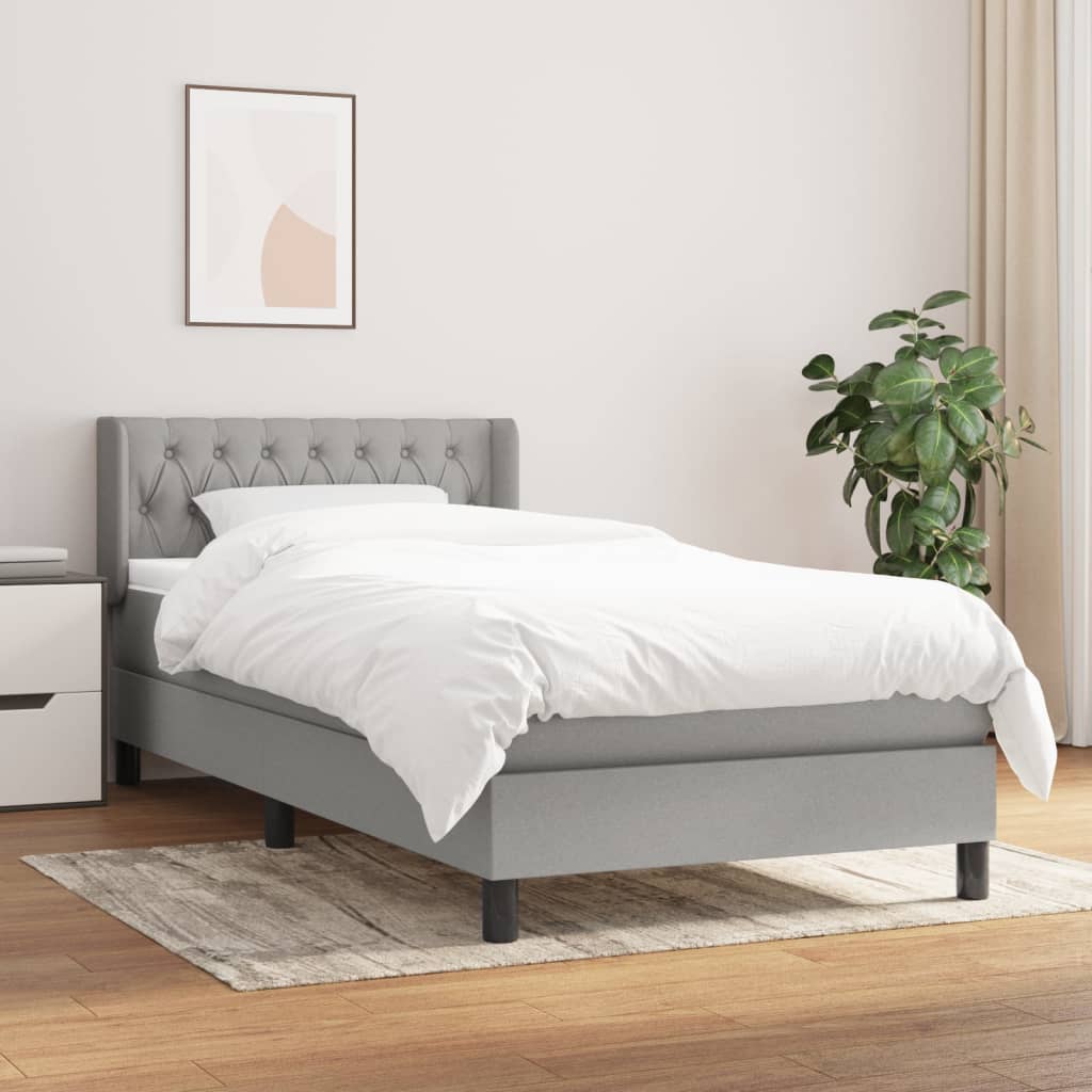 Box spring postel s matrací světle šedá 90x200 cm textil