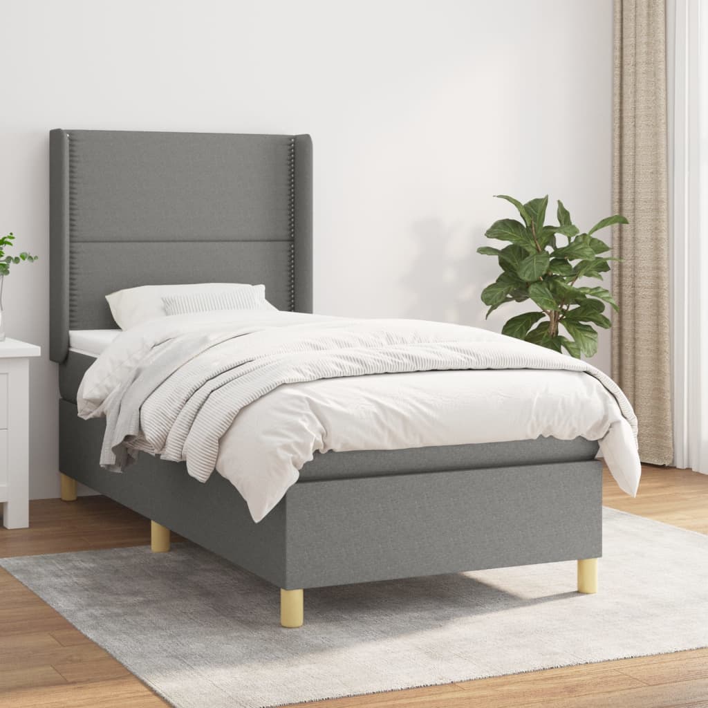 Box spring postel s matrací tmavě šedá 90x190 cm textil