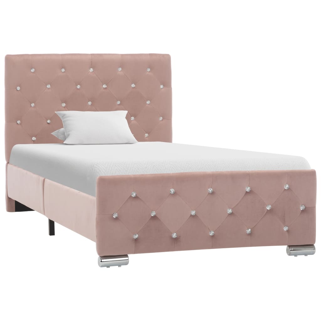 Rám postele růžový samet 90 x 200 cm