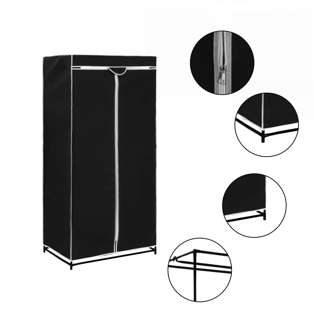 Šatní skříň černá 75 x 50 x 160 cm