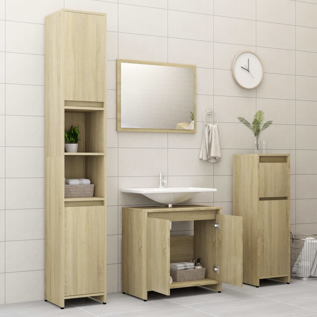 4dílná koupelnová sestava dub sonoma kompozitní dřevo