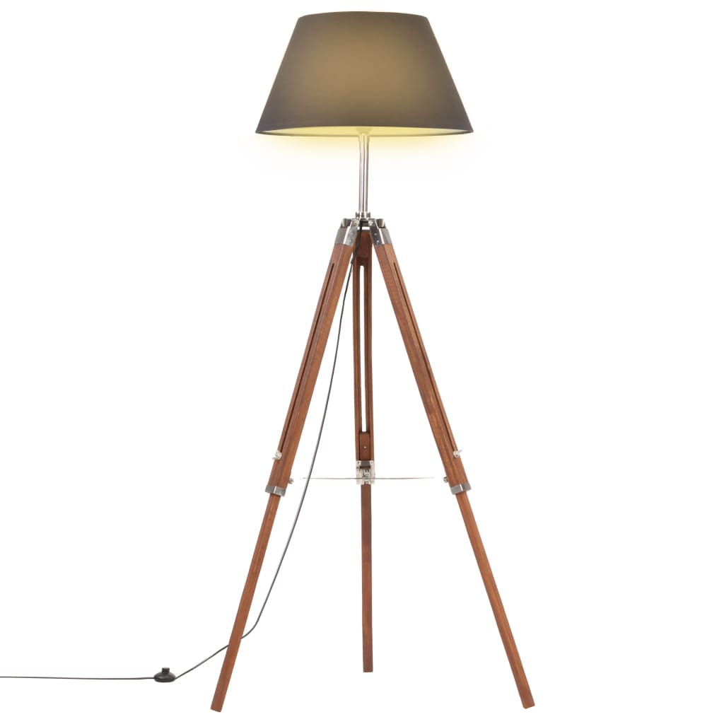 Stojací lampa stativ medově hnědá a černá masivní teak 141 cm