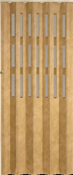 PETROMILA koženkové shrnovací dveře šířka 130cm ODSTÍN: BÉŽOVÁ, TYP: prosklené, VÝŠKA DVEŘÍ: 221-230cm